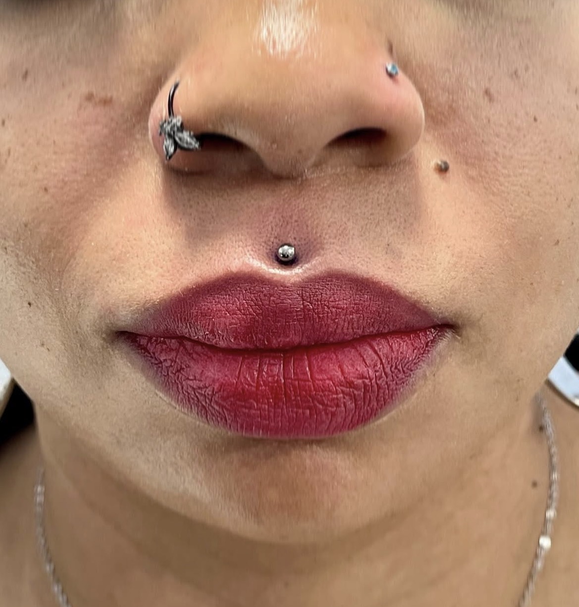 Nose and lip piercings